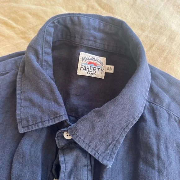 Faherty Laguna Linen Shirt in Washed Black - Picture 2 of 6